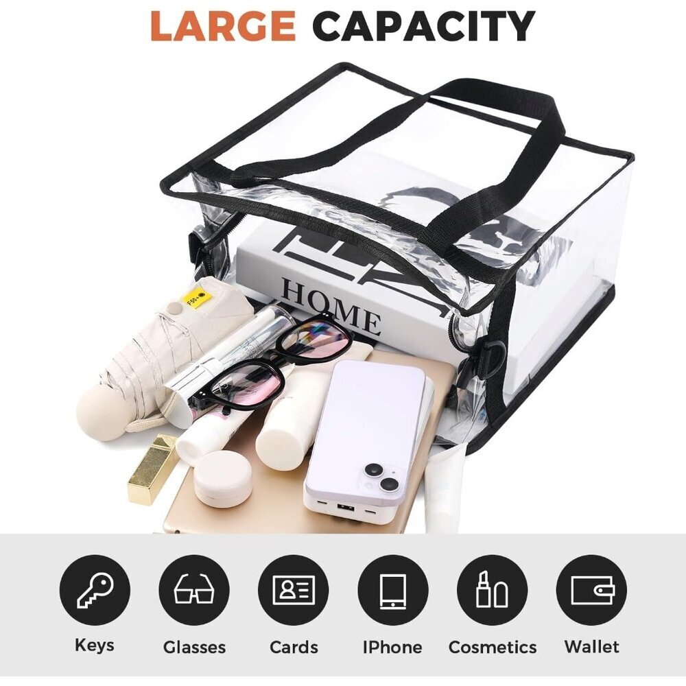 Durable Clear Tote Bag 12x6x12 - Ideal for Events with Adjustable Shoulder Strap - Picture 5 of 7
